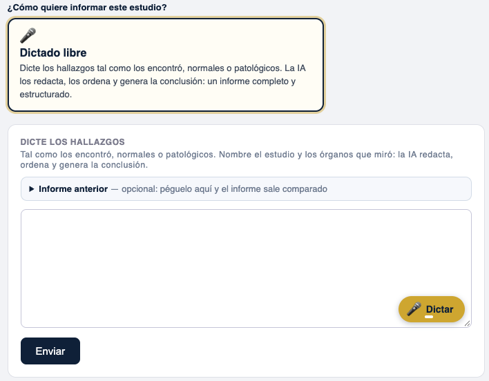 Dictado libre en ImagingXpert