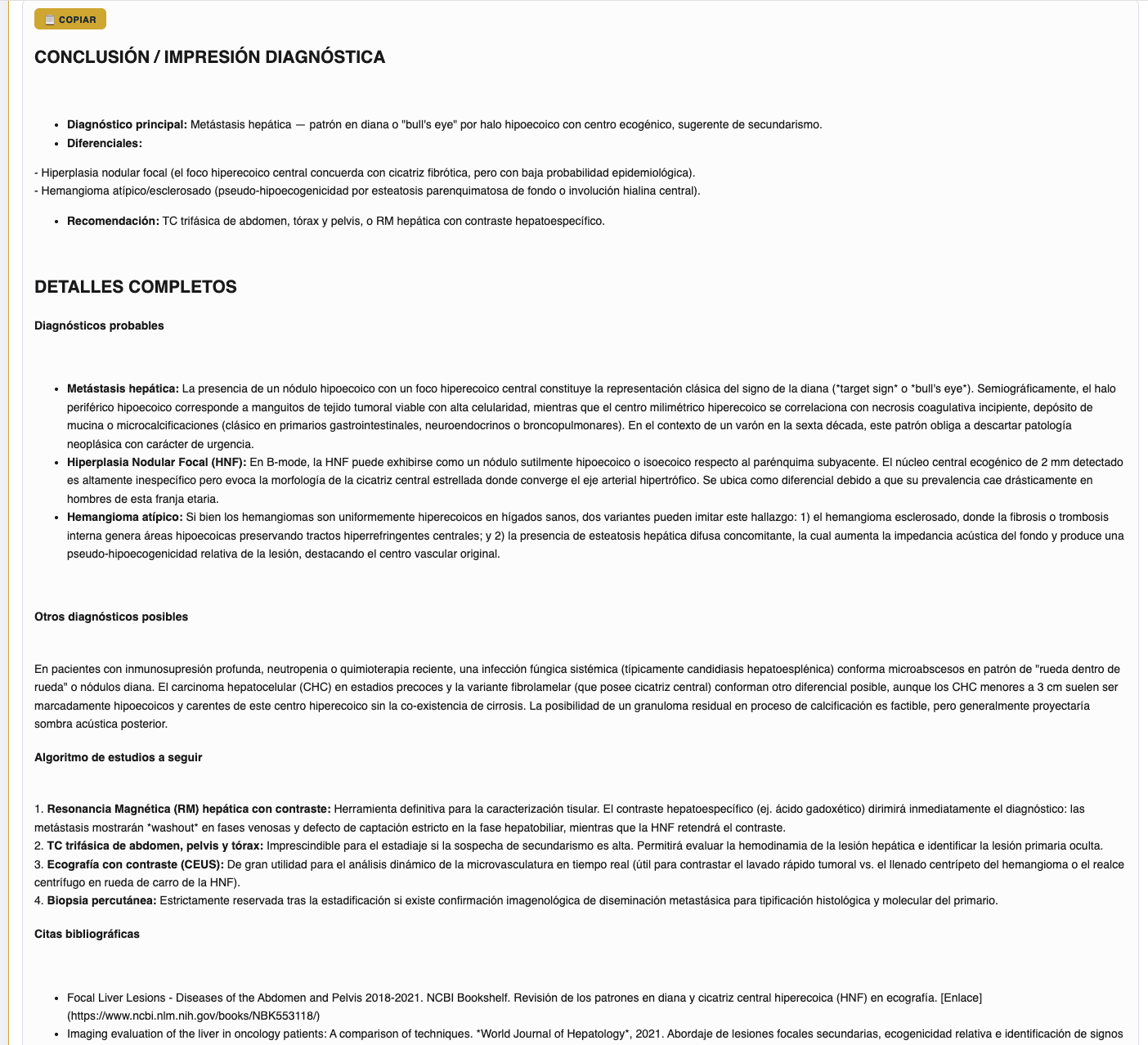 Orientación diagnóstica en ImagingXpert